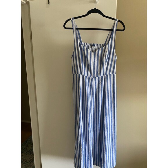 NWT Old Navy Fit & Flare Sleeveless Midi Dress Blue White Stripe Size Large - Picture 4 of 10